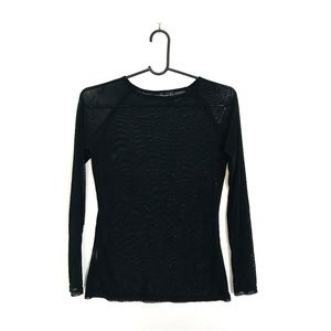 Sheer Stretchy Black Top Long Sleeve 8